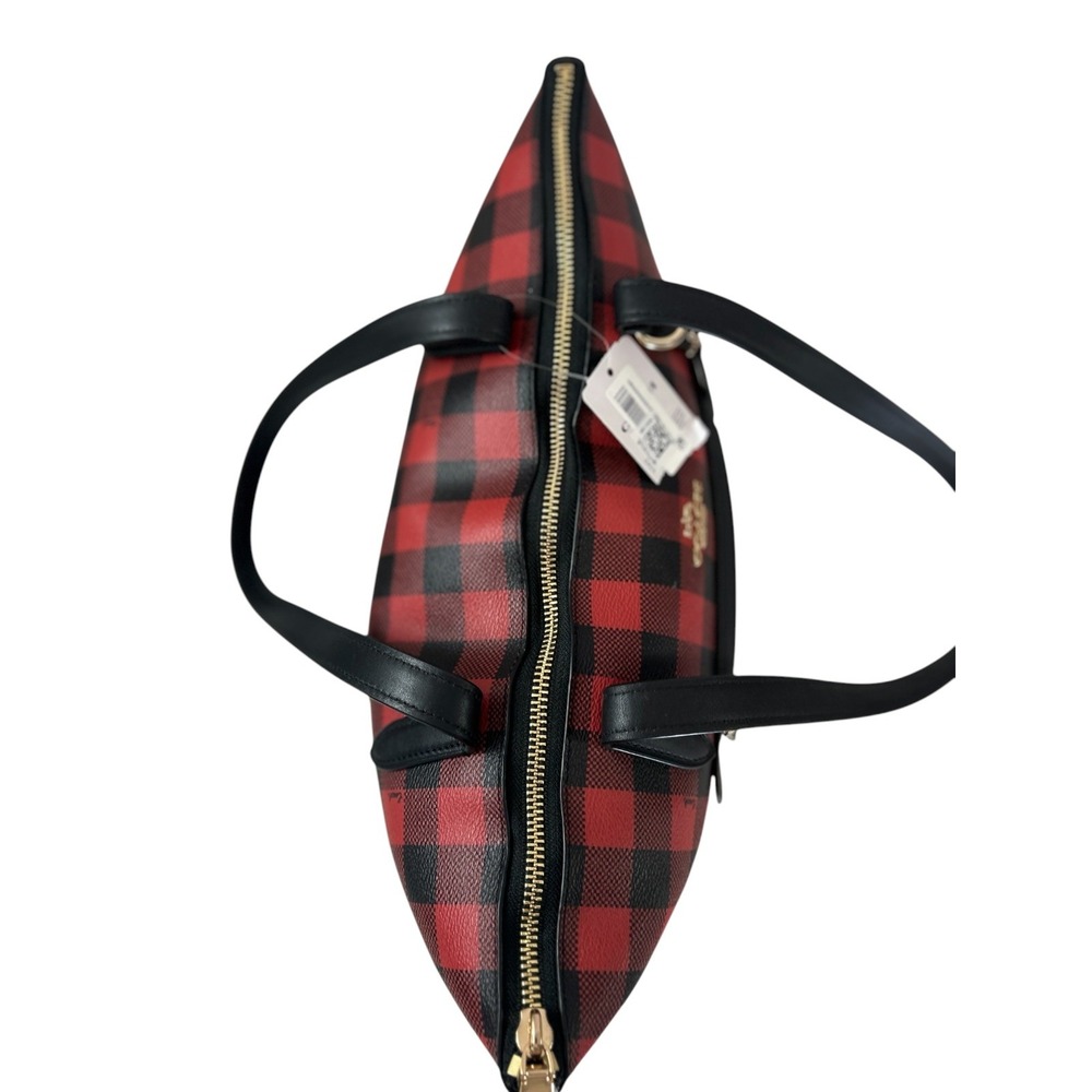 New With Tags Coach Gallery Tote in Buffalo Plaid Red Black C0204 - Picture 3 of 16